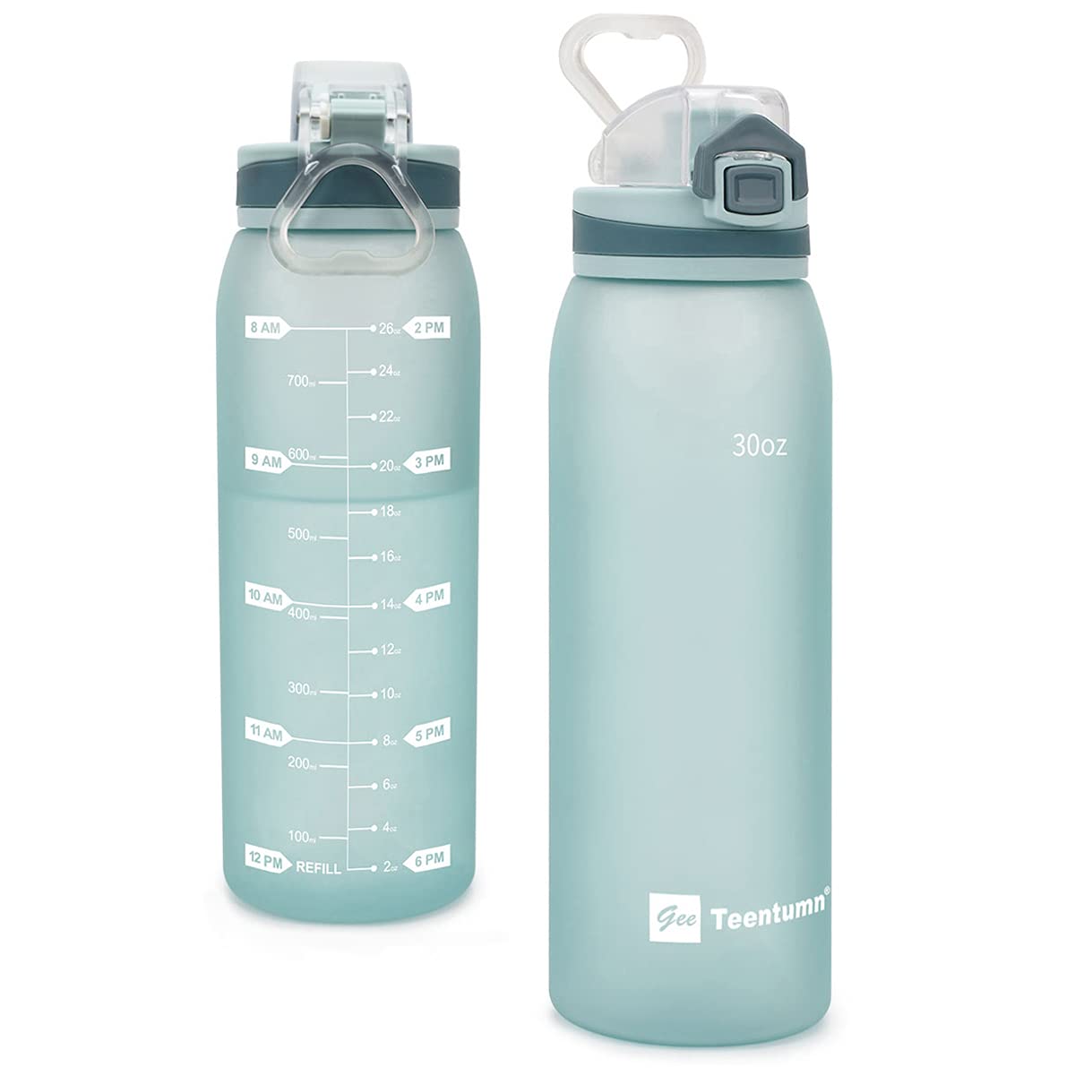 30oz Sport Water Bottle with Time Markers, Large Durable Gym Plastic Bottle Tritan BPA Free for Fitness, School, Outdoor Enthusiasts, Leakproof Clear (Pack of 1)