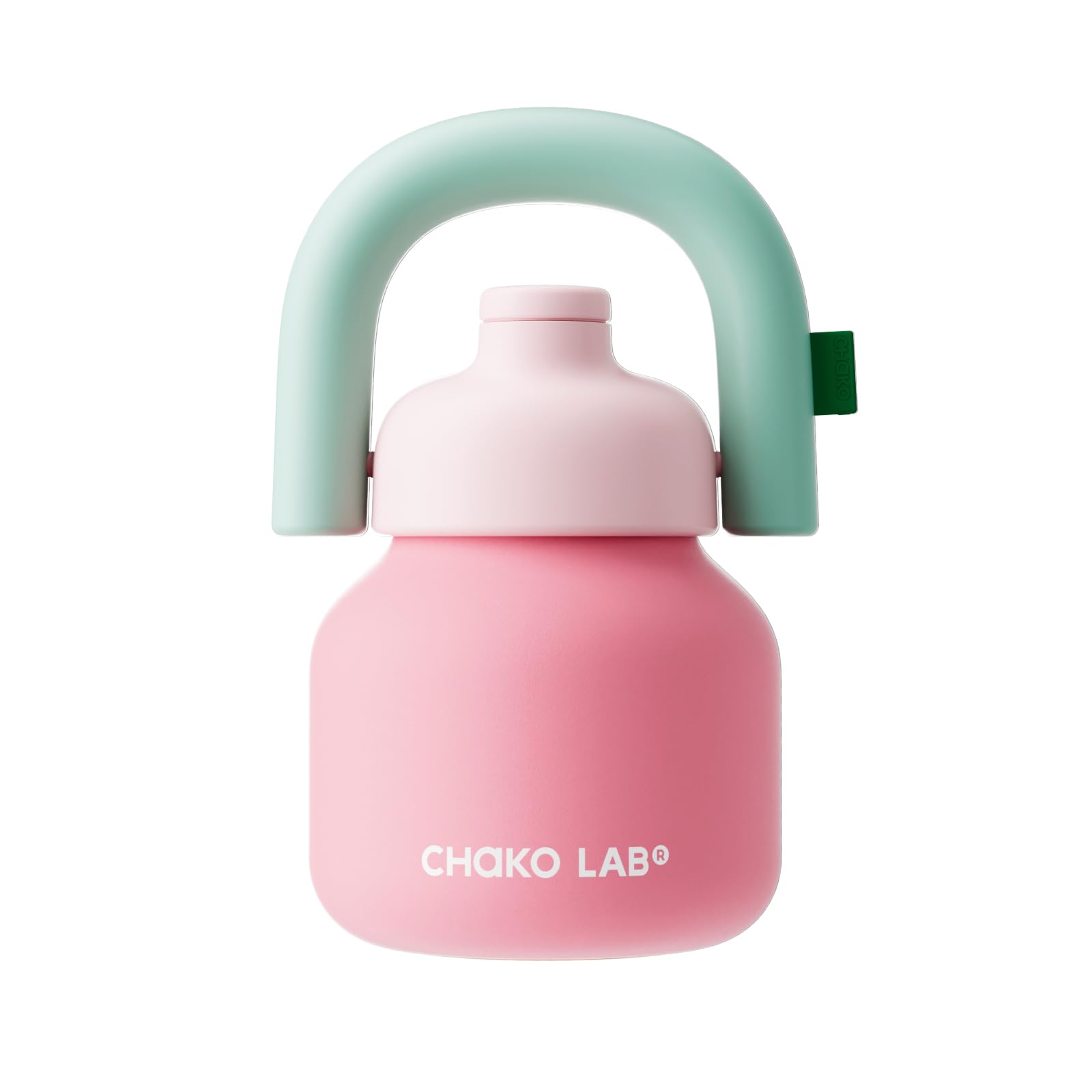 CHAKO LAB Water Bottle with Straw and Carry Handle | Wide Mouth vacuum insulated stainless steel Bottles | Reusable, leak-proof and BPA-free | 33oz(Green&Orange)