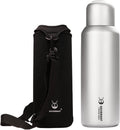 SILVERANT Titanium Ultralight 800ml/27 fl oz Leakproof Outdoor Camping Hiking Sports Water Bottle with Insulating Thermal Sleeve and Clip Loop Cap